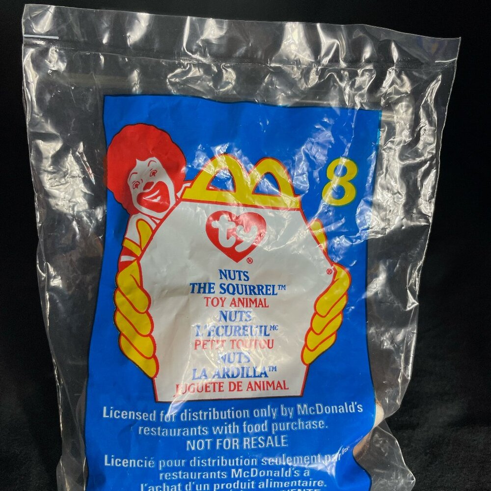 RARE TY ORIGINAL TEENIE BEANIE BABY #8 NUTS THE TEENIE SQUIRREL 1999 RETIRED IN